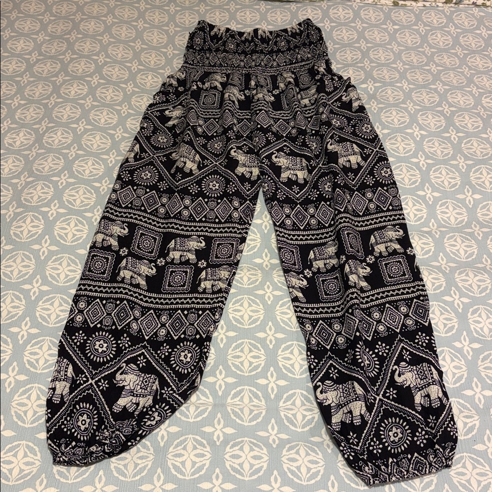 Vintage Elephant Print Harem Pants